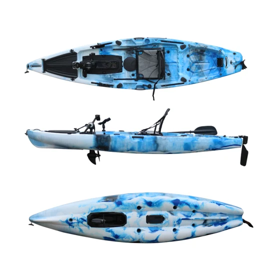 Kayak de pêche à hélice et pédale d'aileron de 12 pieds, conception Unique, vente en gros, avec système d'entraînement à double pédale